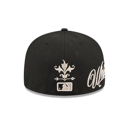 Pictured is this MLB Script Chicago White Sox 59FIFTY Fitted cap in black. 3
