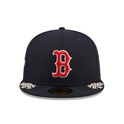 Pictured is this MLB Script Boston Red Sox 59FIFTY Fitted cap in navy. 5