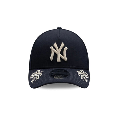Pictured is this MLB Script New York Yankees 9FORTY M-Crown A-Frame Adjustable cap in navy. 6