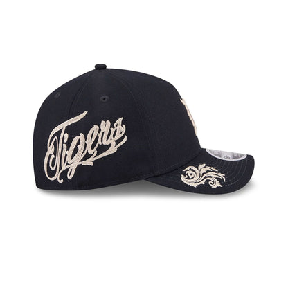 Pictured is this MLB Script Detroit Tigers 9FORTY M-Crown A-Frame Adjustable cap in navy. 4