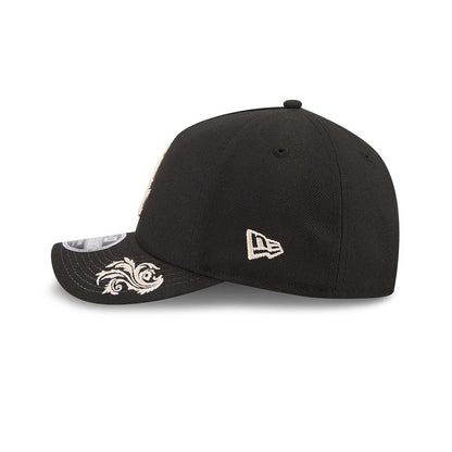 Pictured is this MLB Script Chicago White Sox 9FORTY M-Crown A-Frame Adjustable cap in black. 7