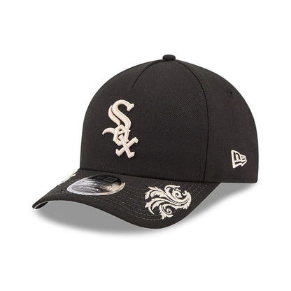 Pictured is this MLB Script Chicago White Sox 9FORTY M-Crown A-Frame Adjustable cap in black. 6