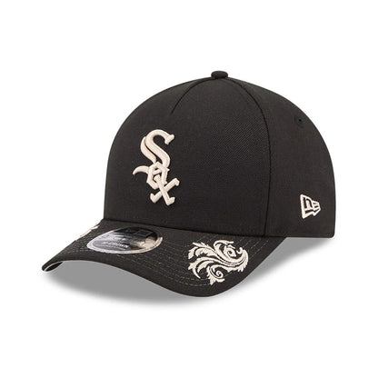 Pictured is this MLB Script Chicago White Sox 9FORTY M-Crown A-Frame Adjustable cap in black. 4