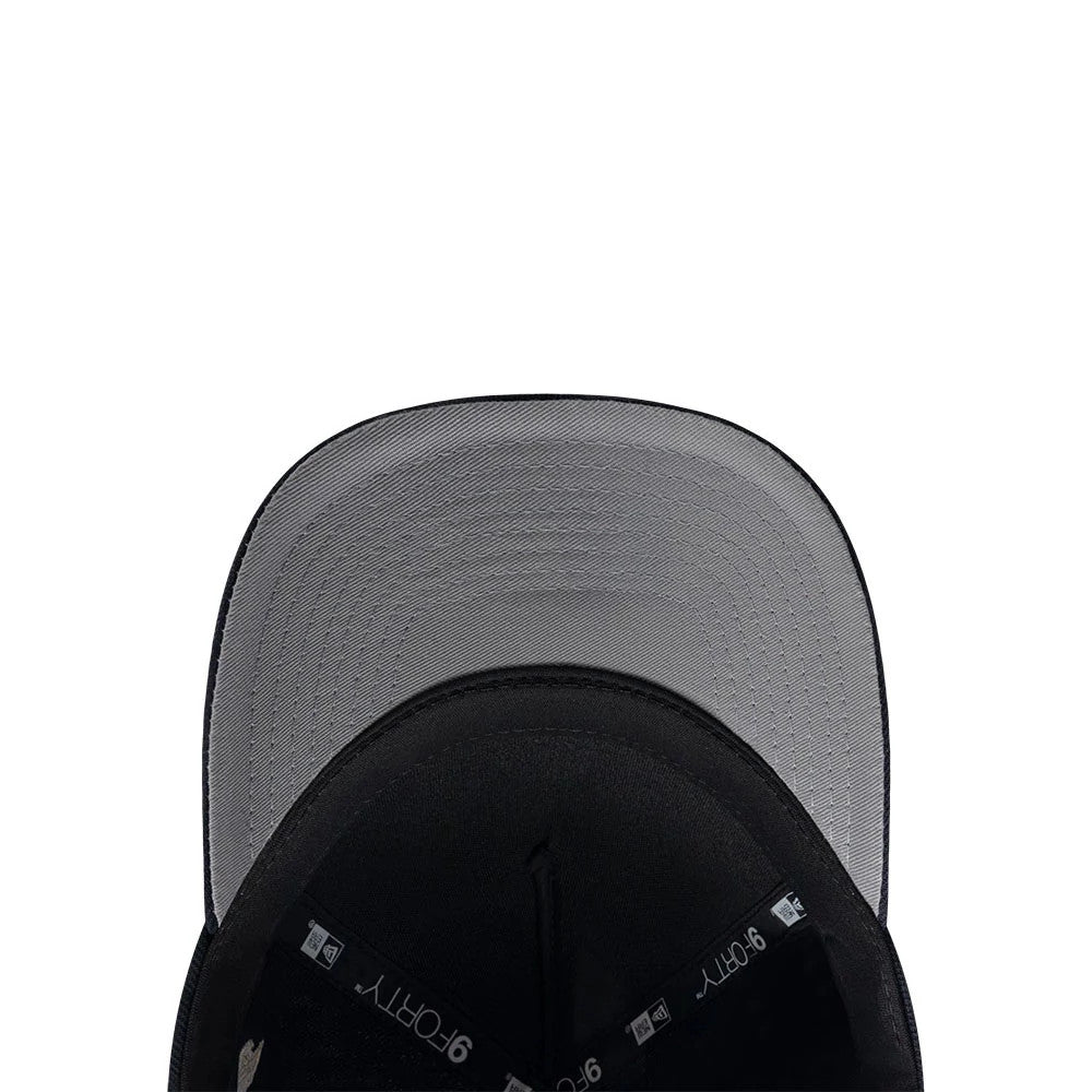 Pictured is this MLB Script Boston Red Sox 9FORTY M-Crown A-Frame Adjustable cap in navy. 2