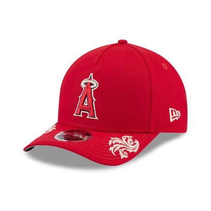 Pictured is this MLB Script LA Angels 9FORTY M-Crown A-Frame Adjustable cap in red. 6