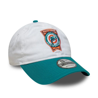 This is a Miami Dolphins NFL International Games 2025 White 9TWENTY Adjustable Cap 3