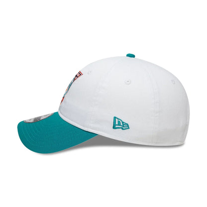 This is a Miami Dolphins NFL International Games 2025 White 9TWENTY Adjustable Cap 4