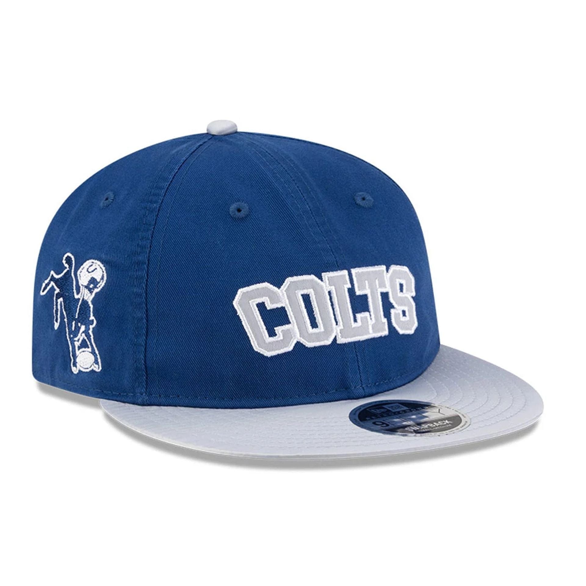 This is a Indianapolis Colts NFL Historic Blue Retro Crown 9FIFTY Snapback Adjustable Cap 1