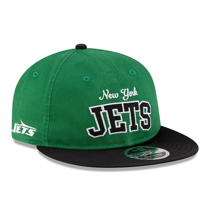 This is a New York Jets NFL Historic Green Retro Crown 9FIFTY Snapback Adjustable Cap 1