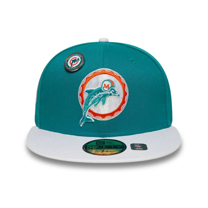 This is a Miami Dolphins NFL International Games 2025 Turquoise 59FIFTY Fitted Cap 3