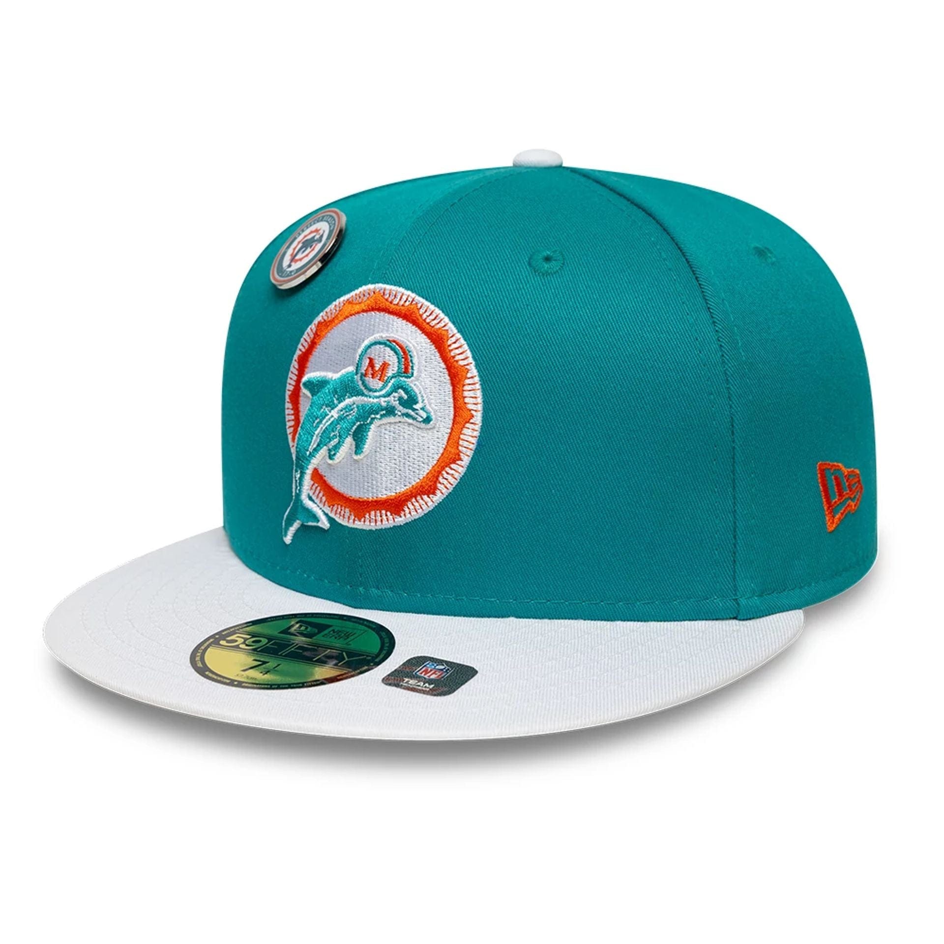 This is a Miami Dolphins NFL International Games 2025 Turquoise 59FIFTY Fitted Cap 4