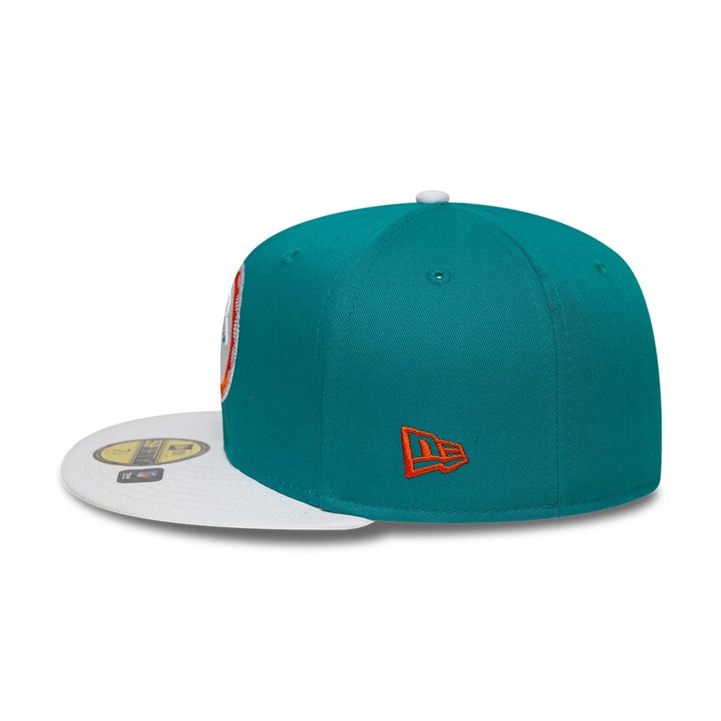 This is a Miami Dolphins NFL International Games 2025 Turquoise 59FIFTY Fitted Cap 6