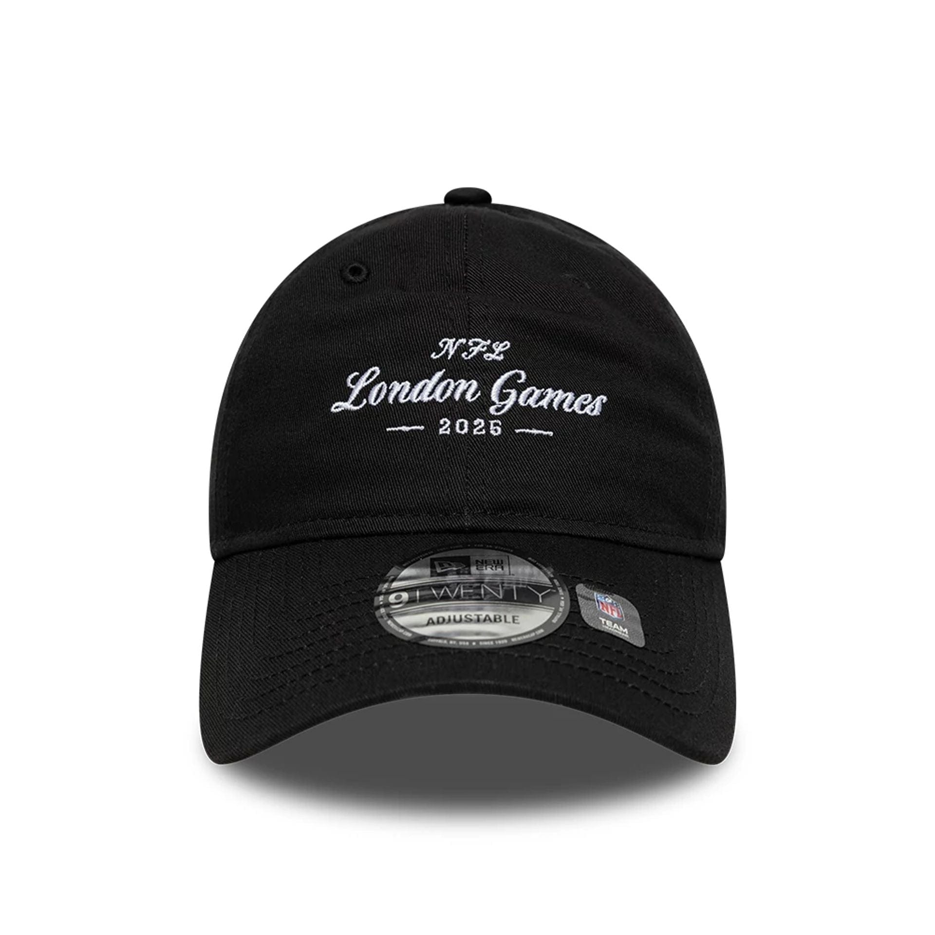 This is a Shield Logo NFL London Games 2025 Black 9TWENTY Adjustable Cap 2