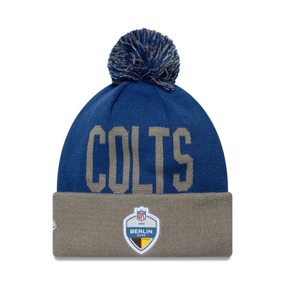 This is a Indianapolis Colts NFL Berlin Game 2025 Blue Cuff Knit Beanie Hat 2