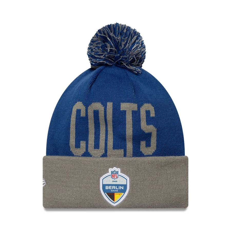 This is a Indianapolis Colts NFL Berlin Game 2025 Blue Cuff Knit Beanie Hat 2