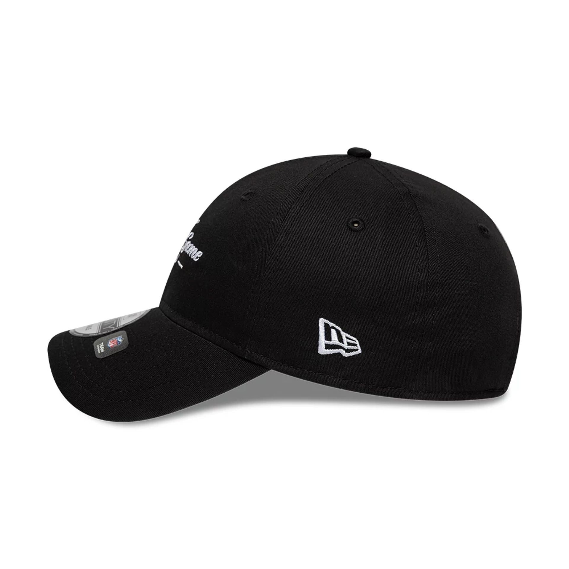 This is a Shield Logo NFL Dublin Game 2025 Black 9TWENTY Adjustable Cap 6
