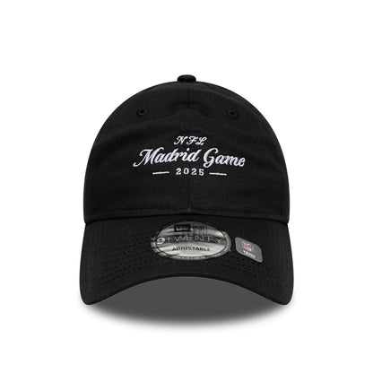 This is a Shield Logo NFL Madrid Game 2025 Black 9TWENTY Adjustable Cap 2