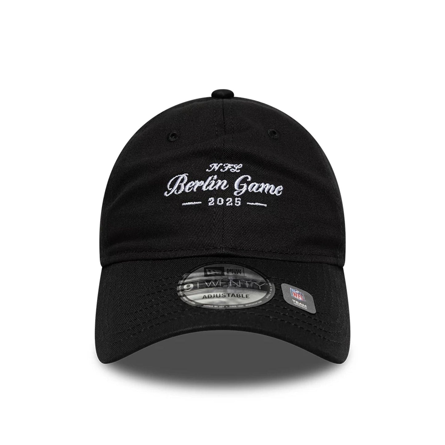 This is a Shield Logo NFL Berlin Game 2025 Black 9TWENTY Adjustable Cap 2