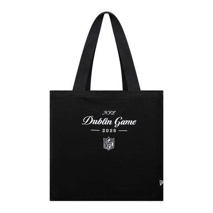 This is a Shield Logo NFL Dublin Game 2025 Black Tote Bag 1