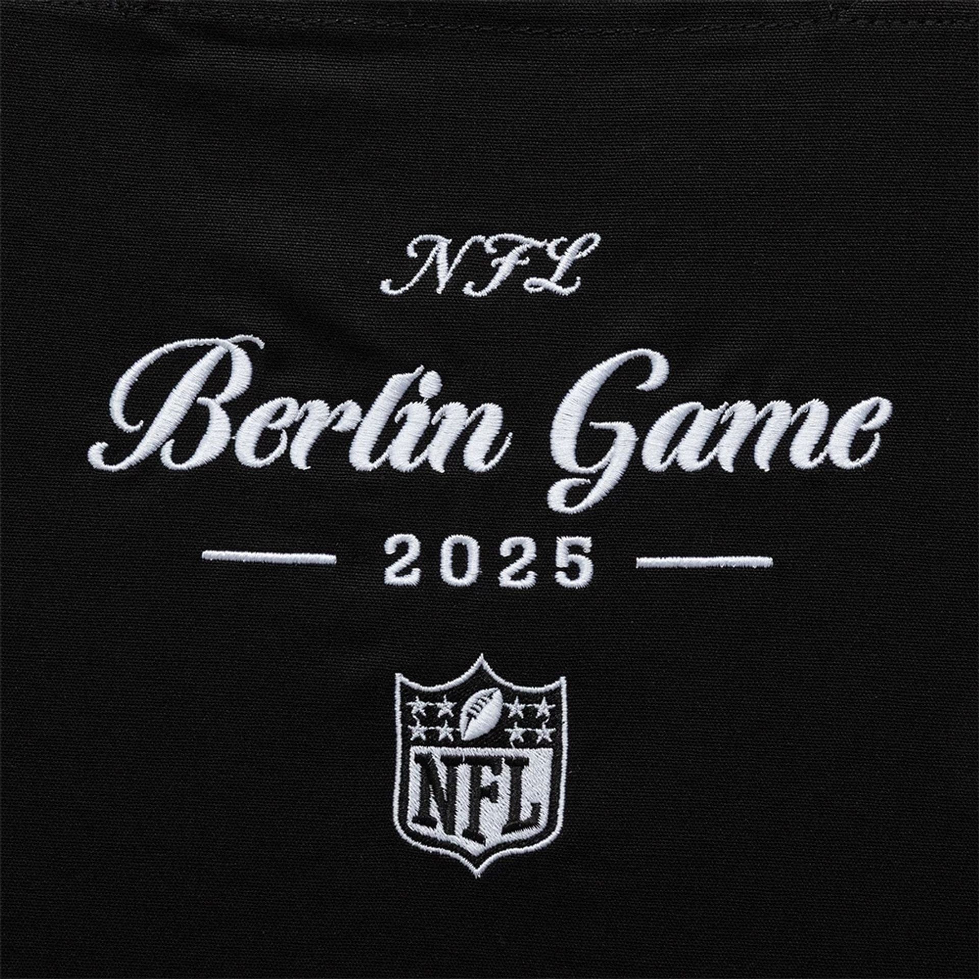 This is a Shield Logo NFL Berlin Game 2025 Black Tote Bag  3