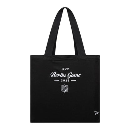 This is a Shield Logo NFL Berlin Game 2025 Black Tote Bag  1