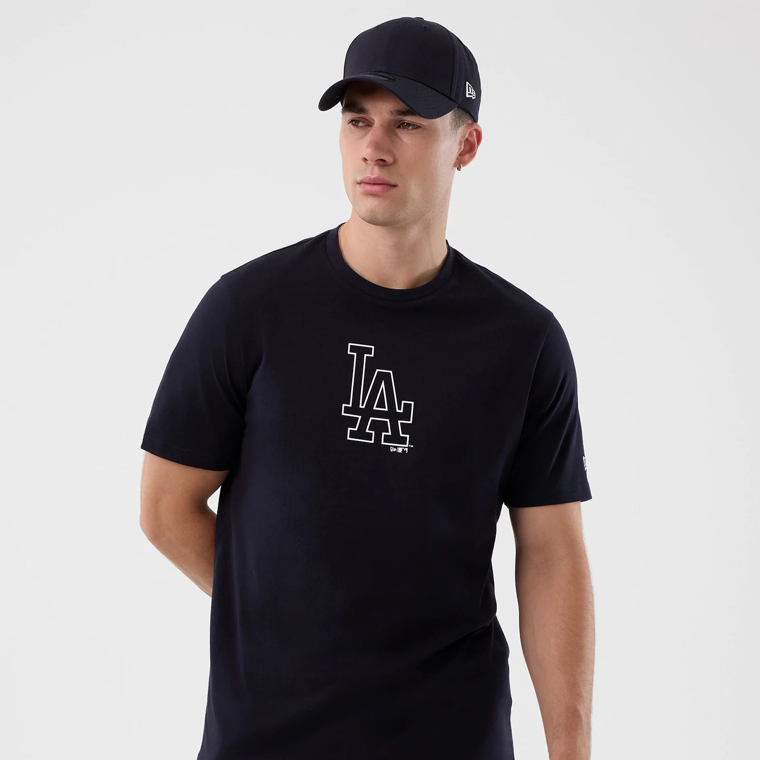 The Male model is wearing LA Dodgers MLB Back To School Navy T-Shirt 5