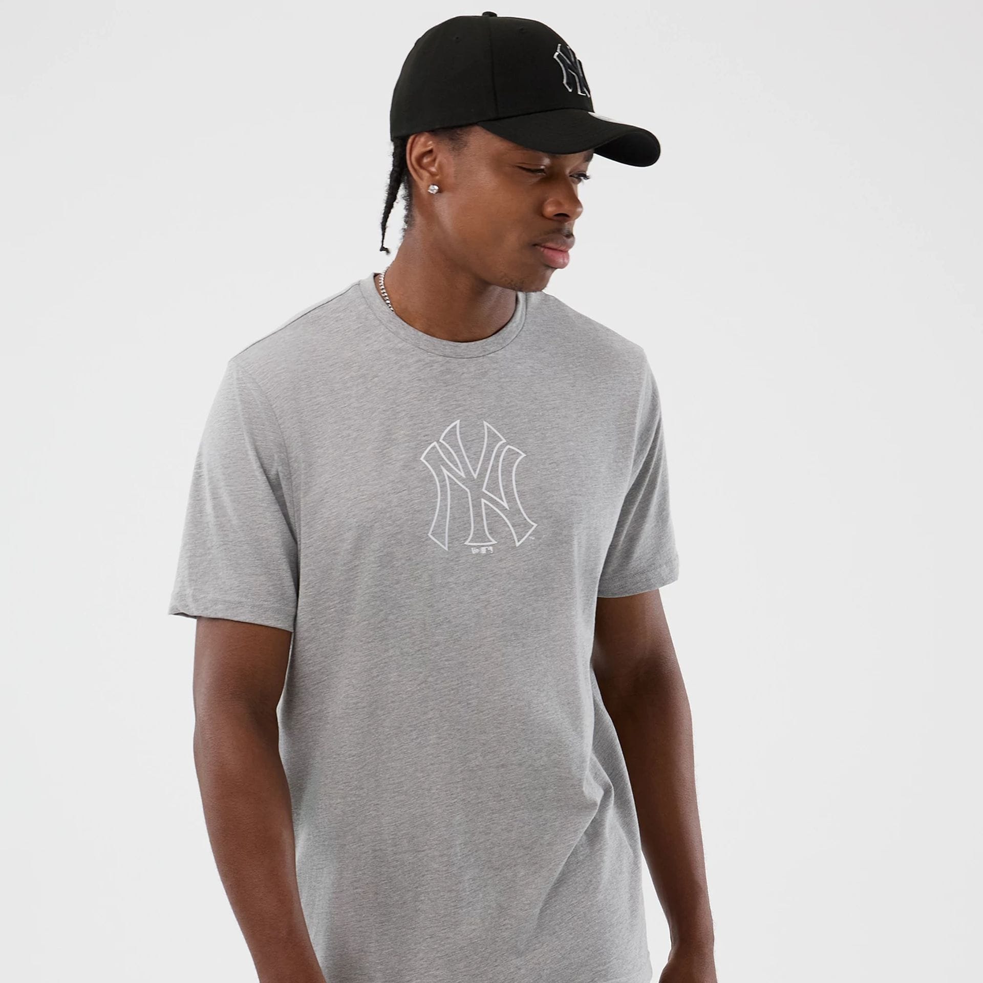 The Male model is wearing New York Yankees MLB Back To School Grey T-Shirt 5
