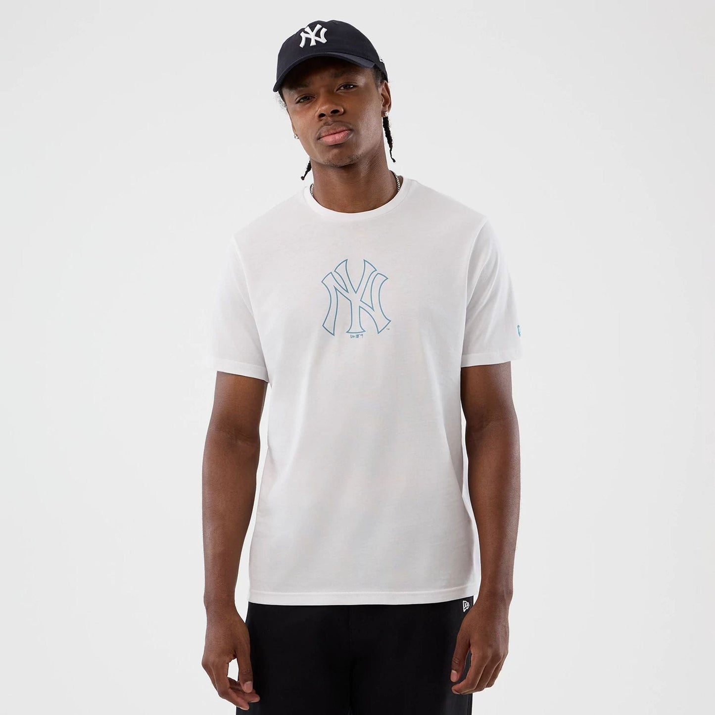 The Male model is wearing New York Yankees MLB Back To School White T-Shirt  1