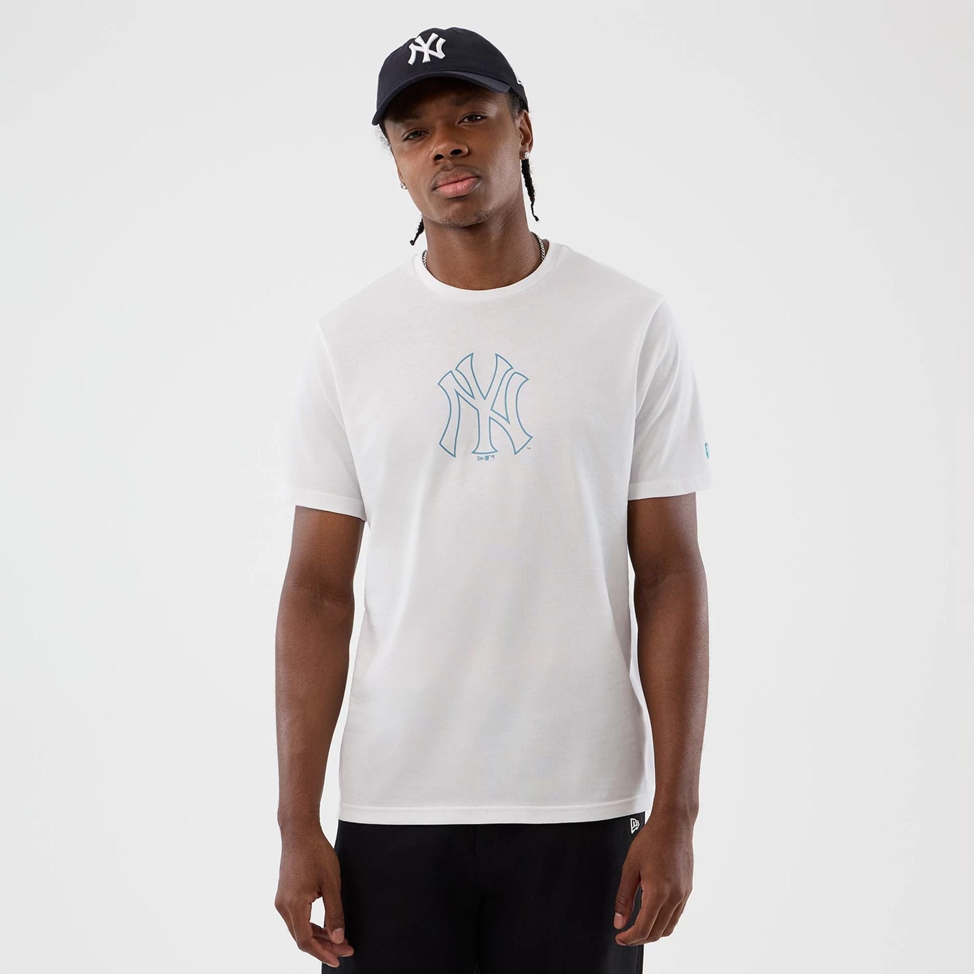 The Male model is wearing New York Yankees MLB Back To School White T-Shirt  1