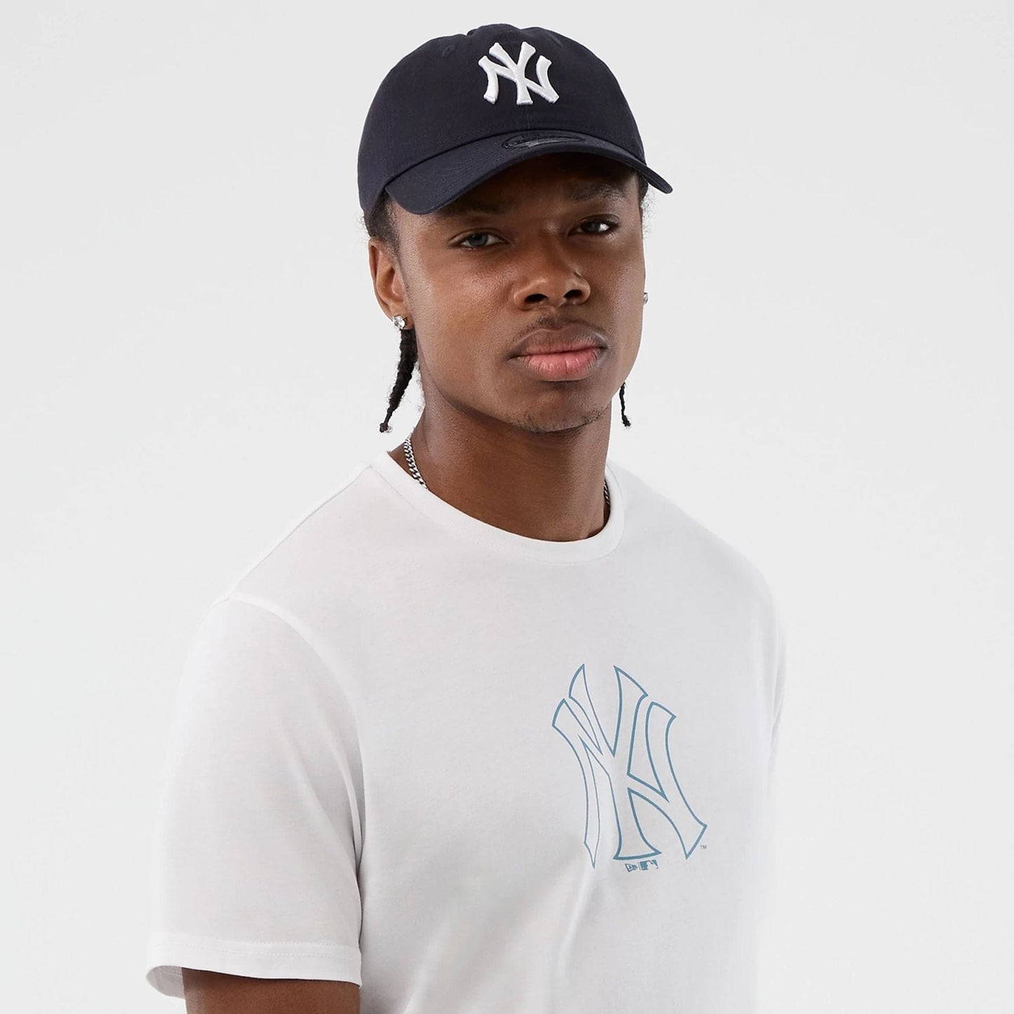 The Male model is wearing New York Yankees MLB Back To School White T-Shirt  4