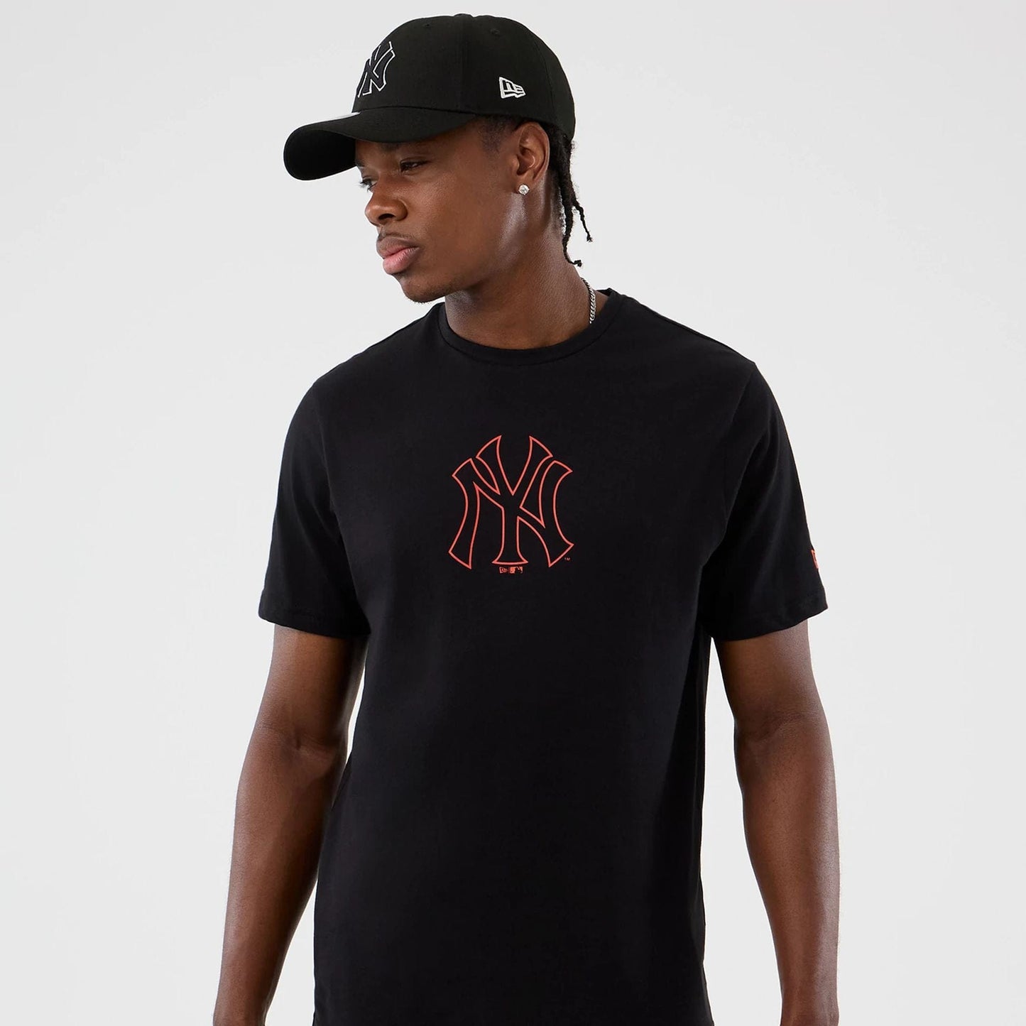 The Male model is wearing New York Yankees MLB Back To School Black T-Shirt  6