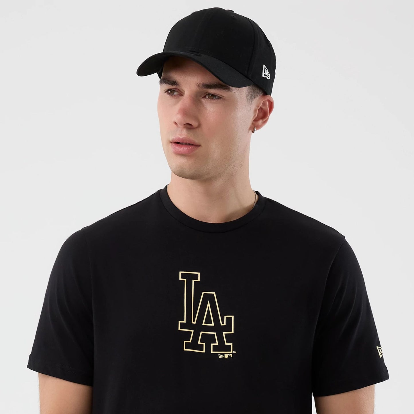 The Male model is wearing LA Dodgers MLB Back To School Black T-Shirt  6