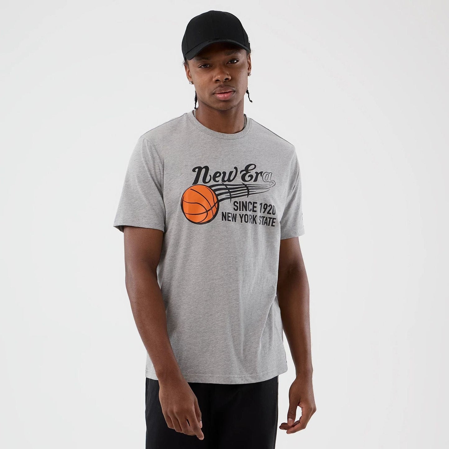 The Male model is wearing  New Era Back To School Grey T-Shirt  1