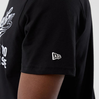 The Male model is wearing  New Era Back To School Black T-Shirt  5