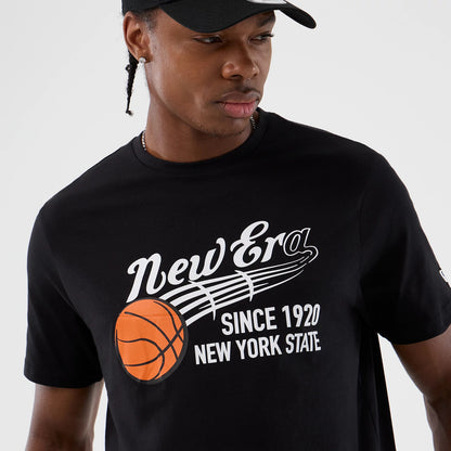 The Male model is wearing  New Era Back To School Black T-Shirt 6