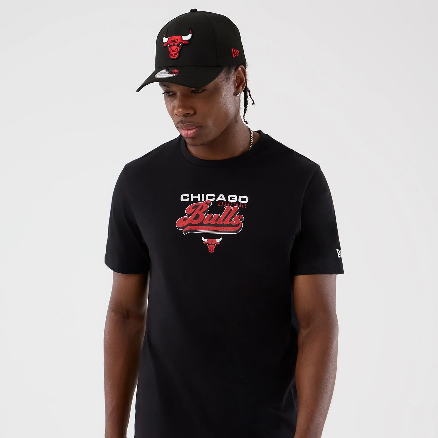 The Male model is wearing Chicago Bulls NBA Back To School Black T-Shirt 4