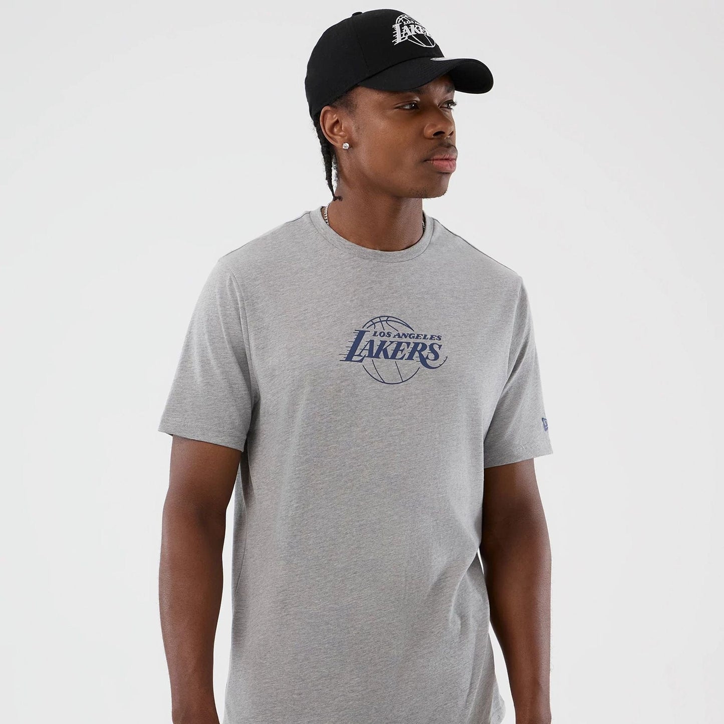 The Male model is wearing LA Lakers NBA Back To School Grey T-Shirt  6