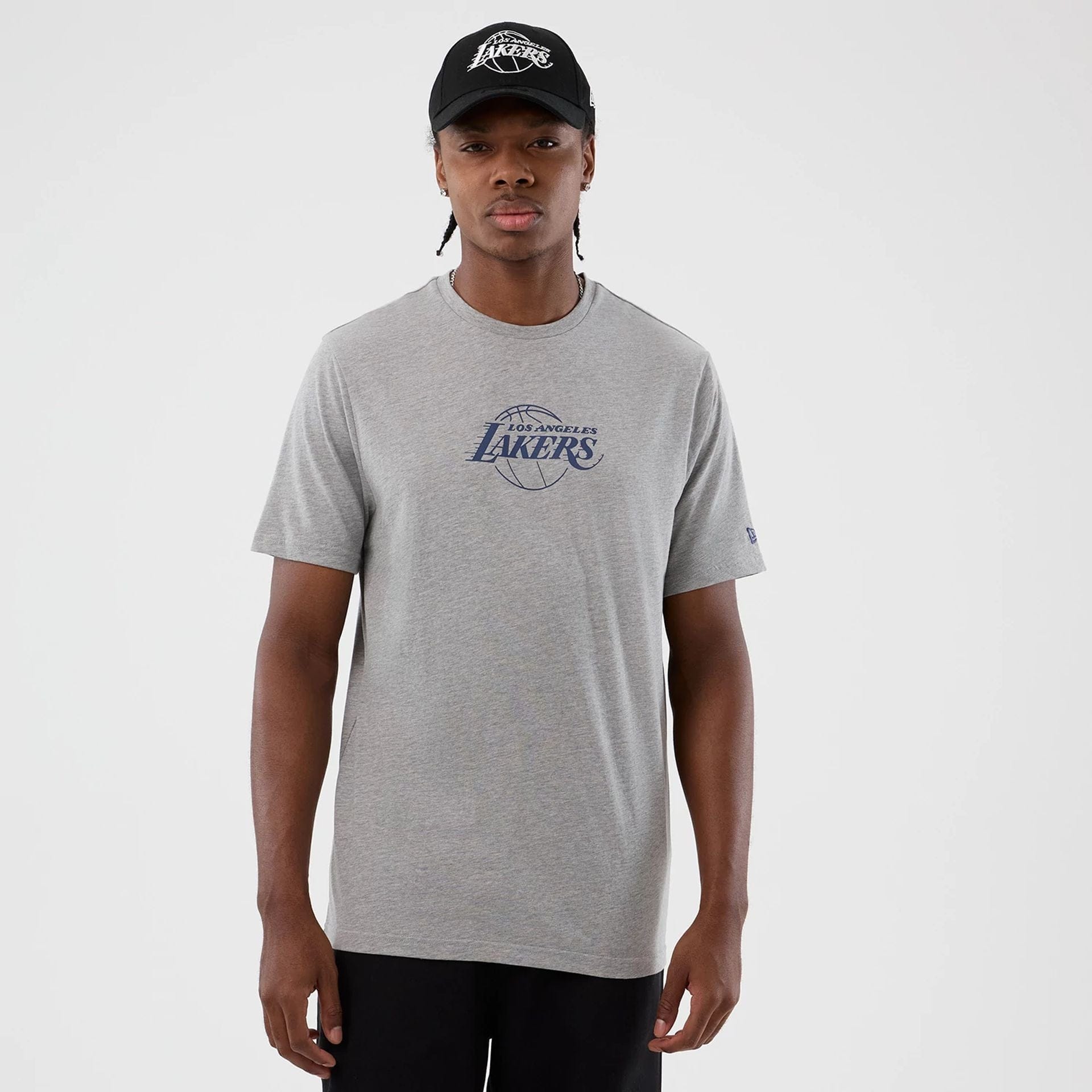 The Male model is wearing LA Lakers NBA Back To School Grey T-Shirt  1