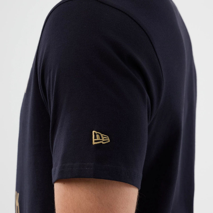 The Male model is wearing New York Yankees MLB Back To School Navy T-Shirt 5