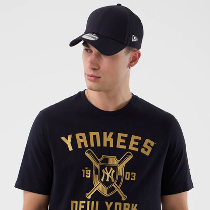 The Male model is wearing New York Yankees MLB Back To School Navy T-Shirt 6
