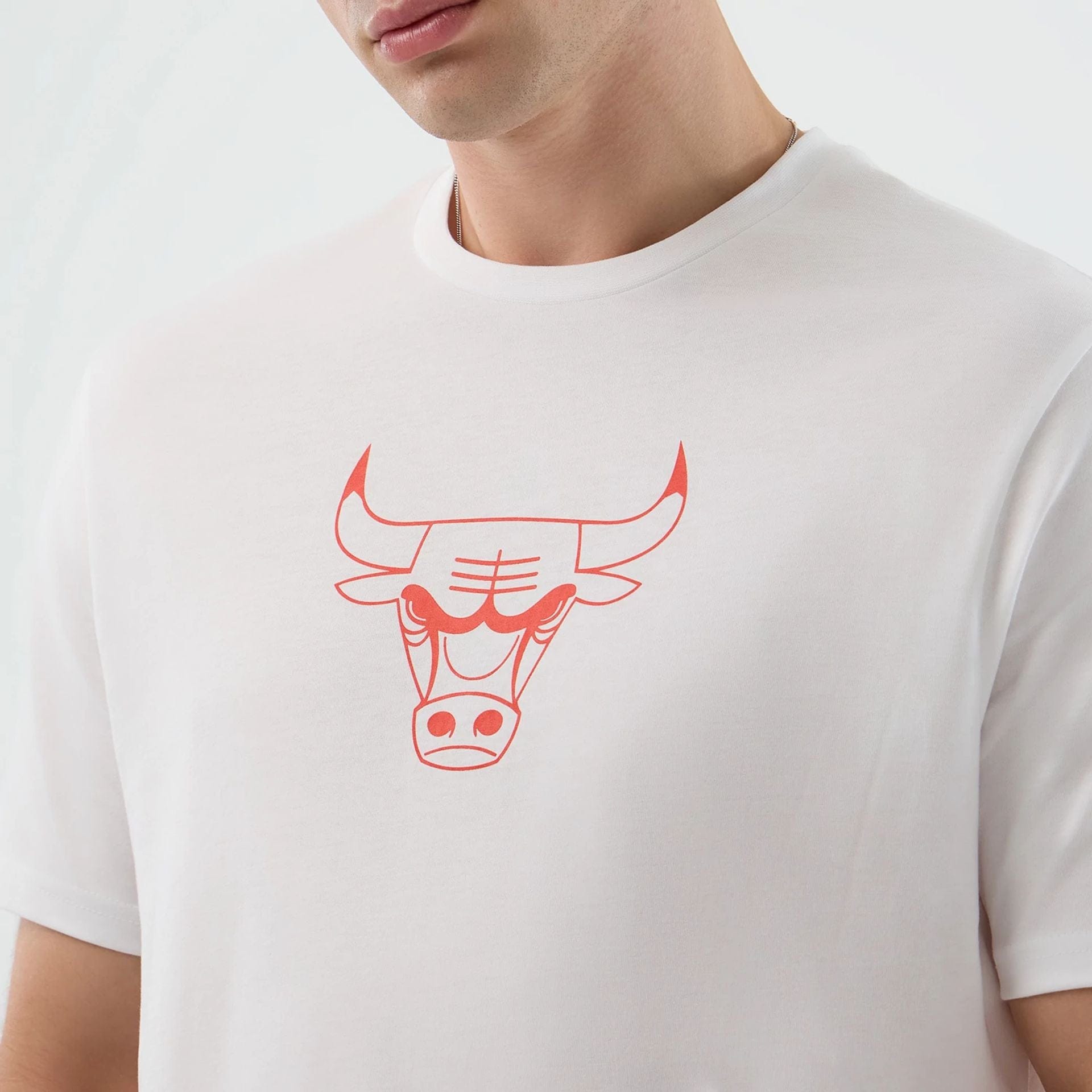 The Male model is wearing Chicago Bulls NBA Back To School White T-Shirt  4