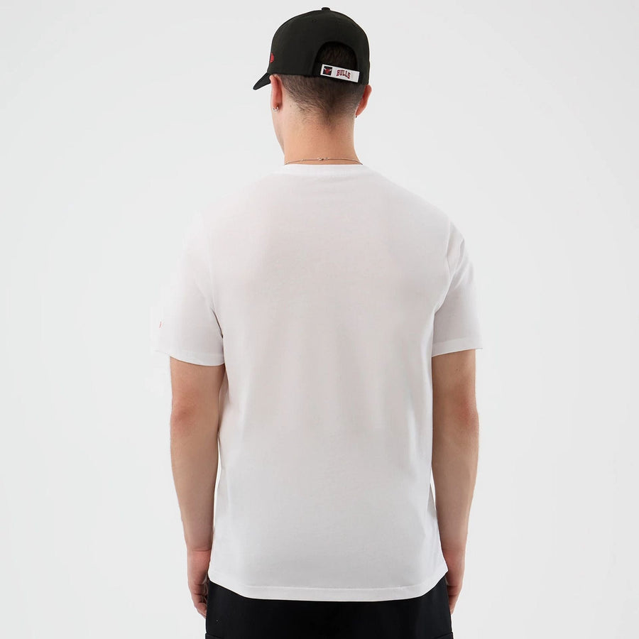 The Male model is wearing Chicago Bulls NBA Back To School White T-Shirt  2