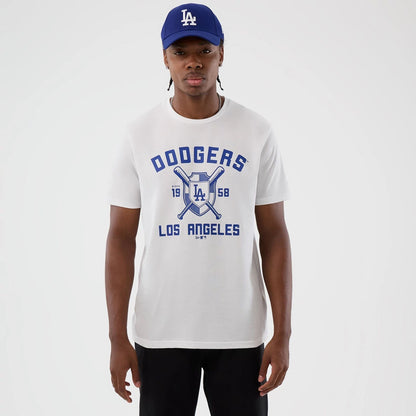 The Male model is wearing LA Dodgers MLB Back To School White T-Shirt  1