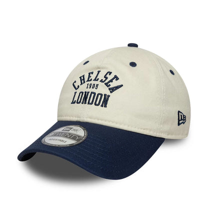 This is a Chelsea FC Lion Crest College Light Beige 9TWENTY Adjustable Cap 1