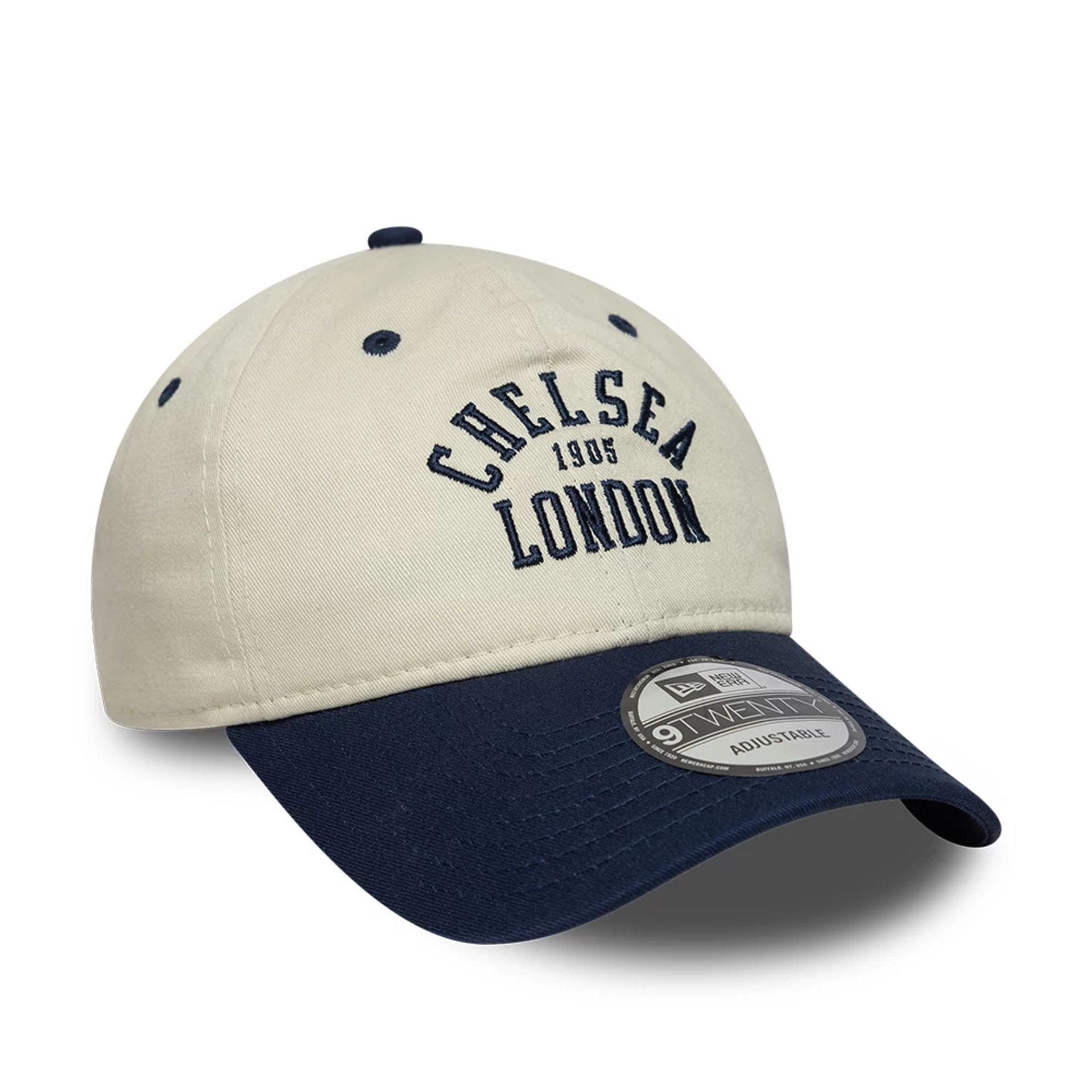 This is a Chelsea FC Lion Crest College Light Beige 9TWENTY Adjustable Cap 3
