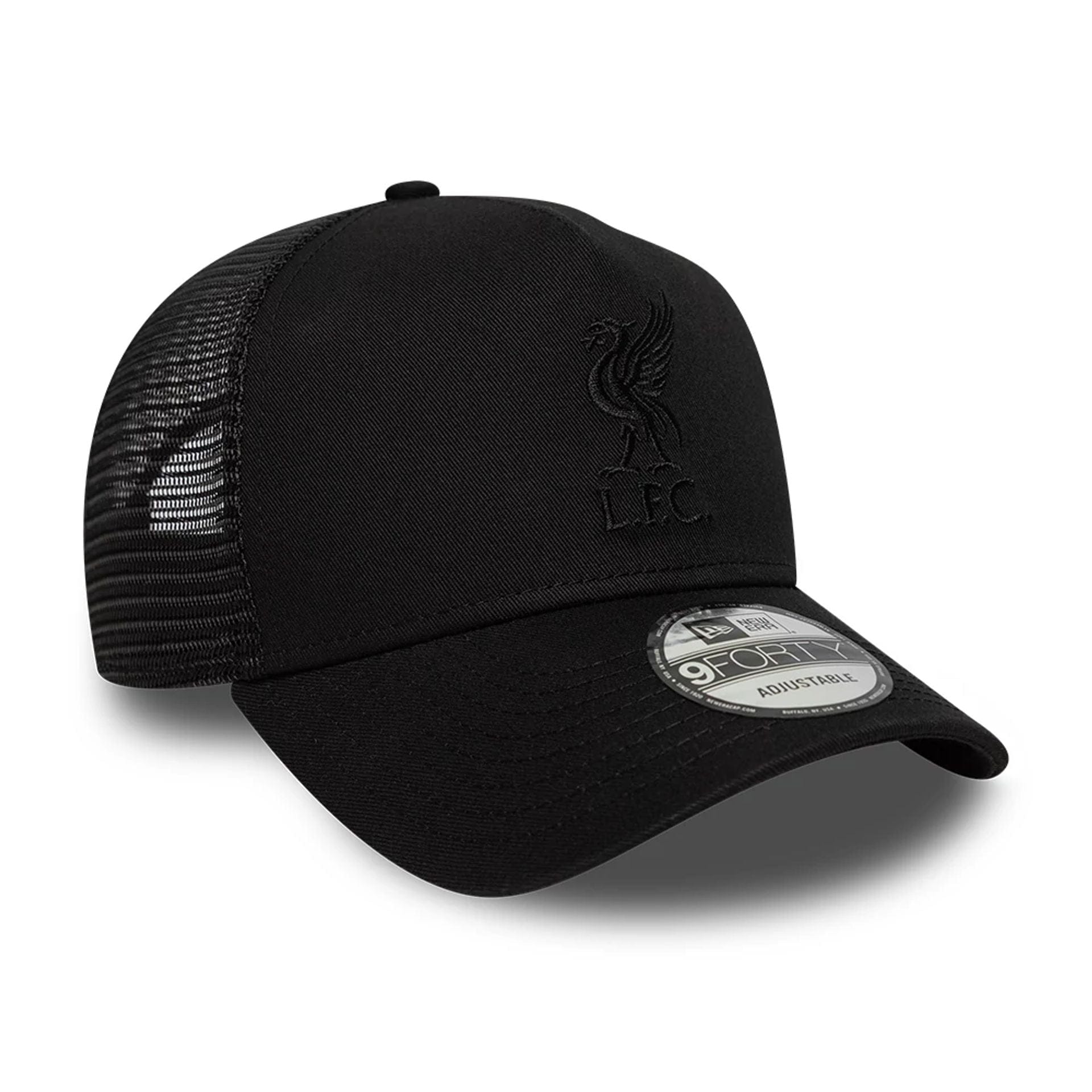 This is a Liverpool FC Tonal Black 9FORTY A-Frame Trucker Adjustable Cap 3