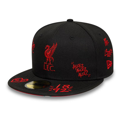This is a Liverpool FC Scribble Black 59FIFTY Fitted Cap 1