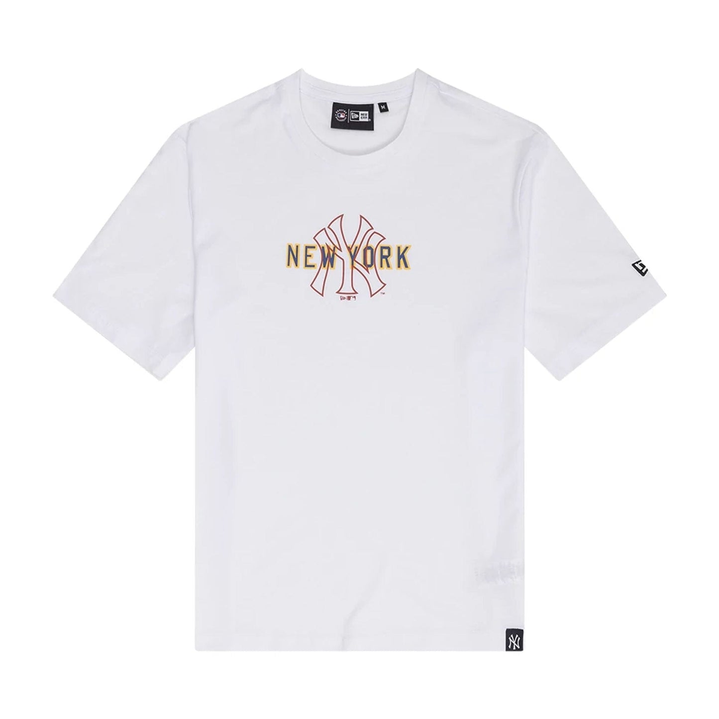 The Male model is wearing New York Yankees MLB Large Logo Graphic White T-Shirt 1