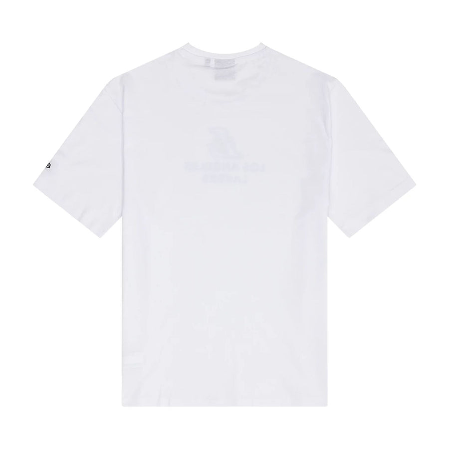 The Male model is wearing LA Lakers NBA Outline Graphic White T-Shirt 2