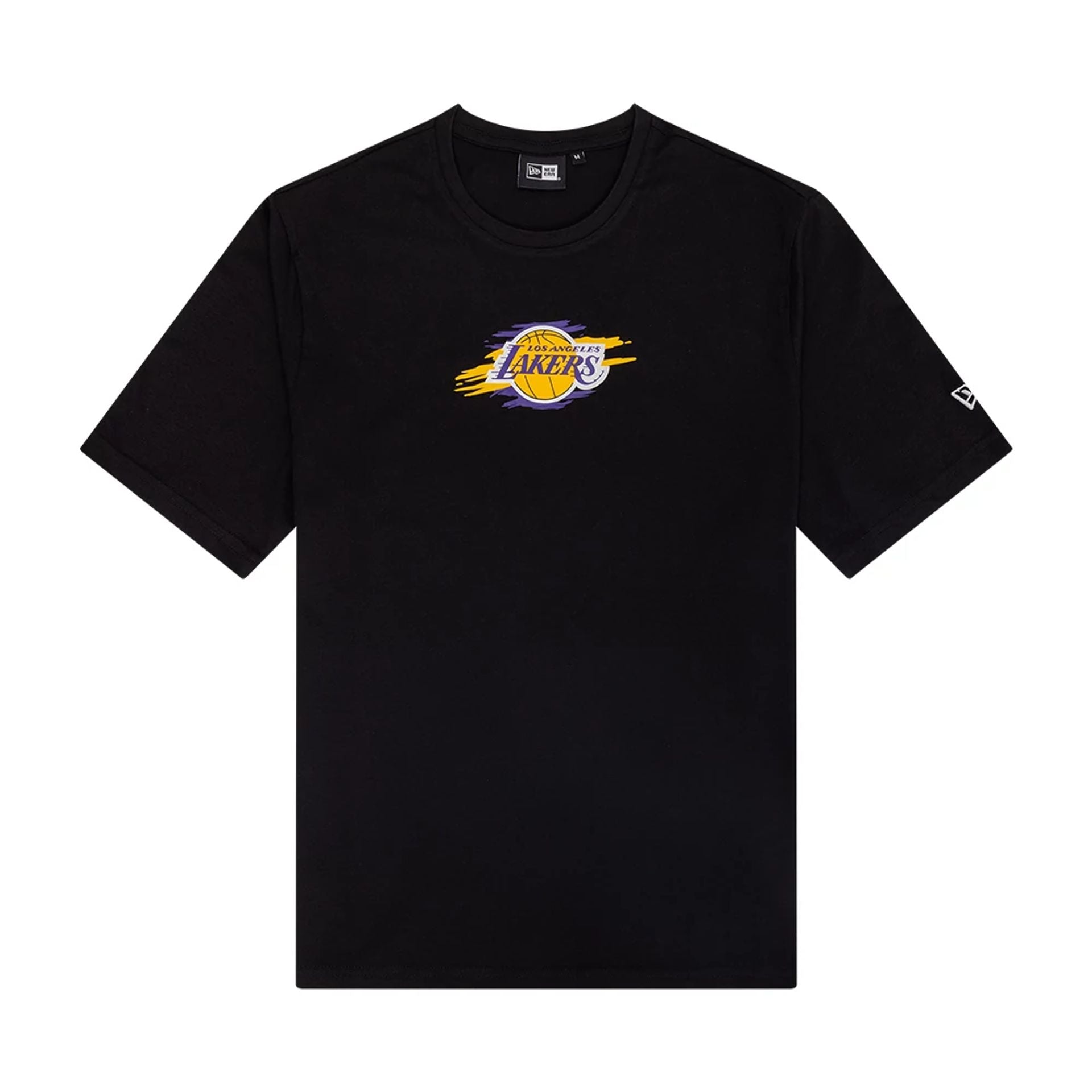 The Male model is wearing LA Lakers NBA Paint Graphic Black T-Shirt 1